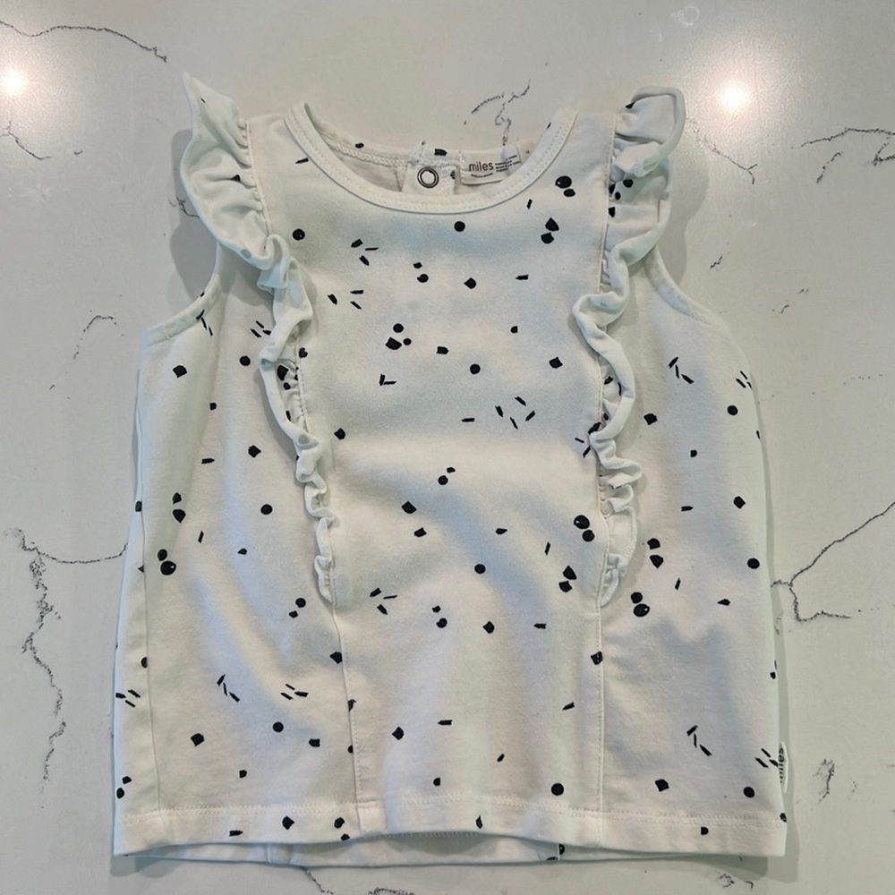 Miles sleeveless top with ruffle detail, size 12 months
